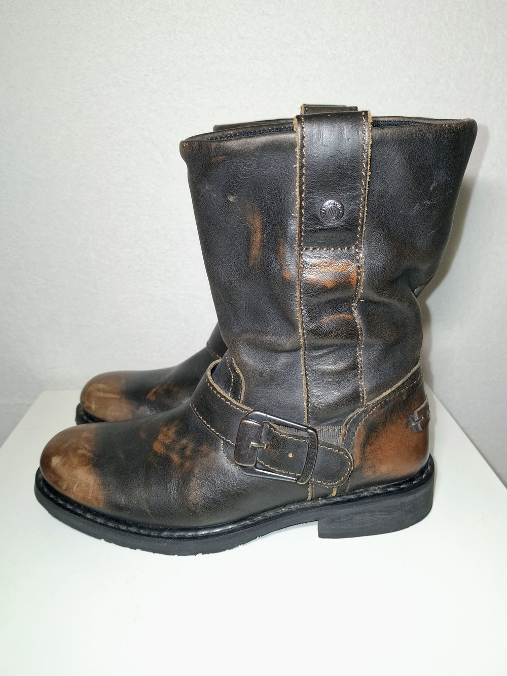 Harley-Davidson Brown and Black Leather Harness Boots - Picture 6 of 11